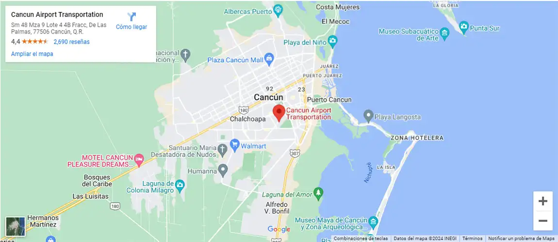 Transportasi Bandara Cancun Map by Google